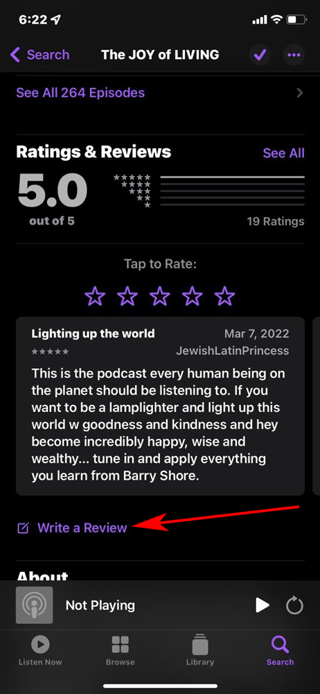 Rate and Review Joy of Living Podcast with Barry Shore